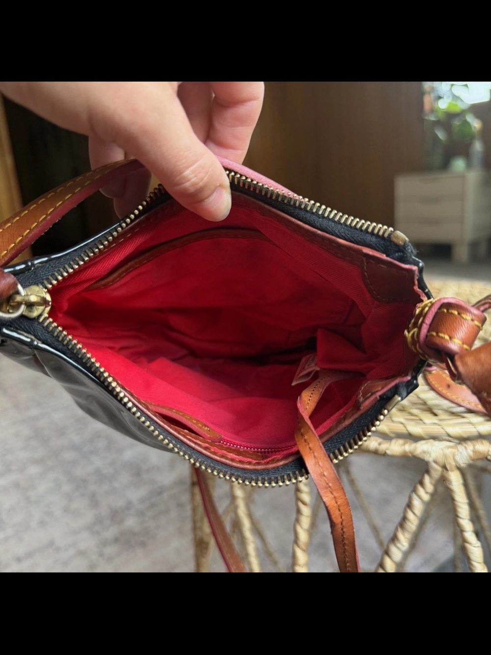 Dooney & Bourke Mini Margot Crossbody Bag Black Nylon Brown Leather Classic - Picture 15 of 16
